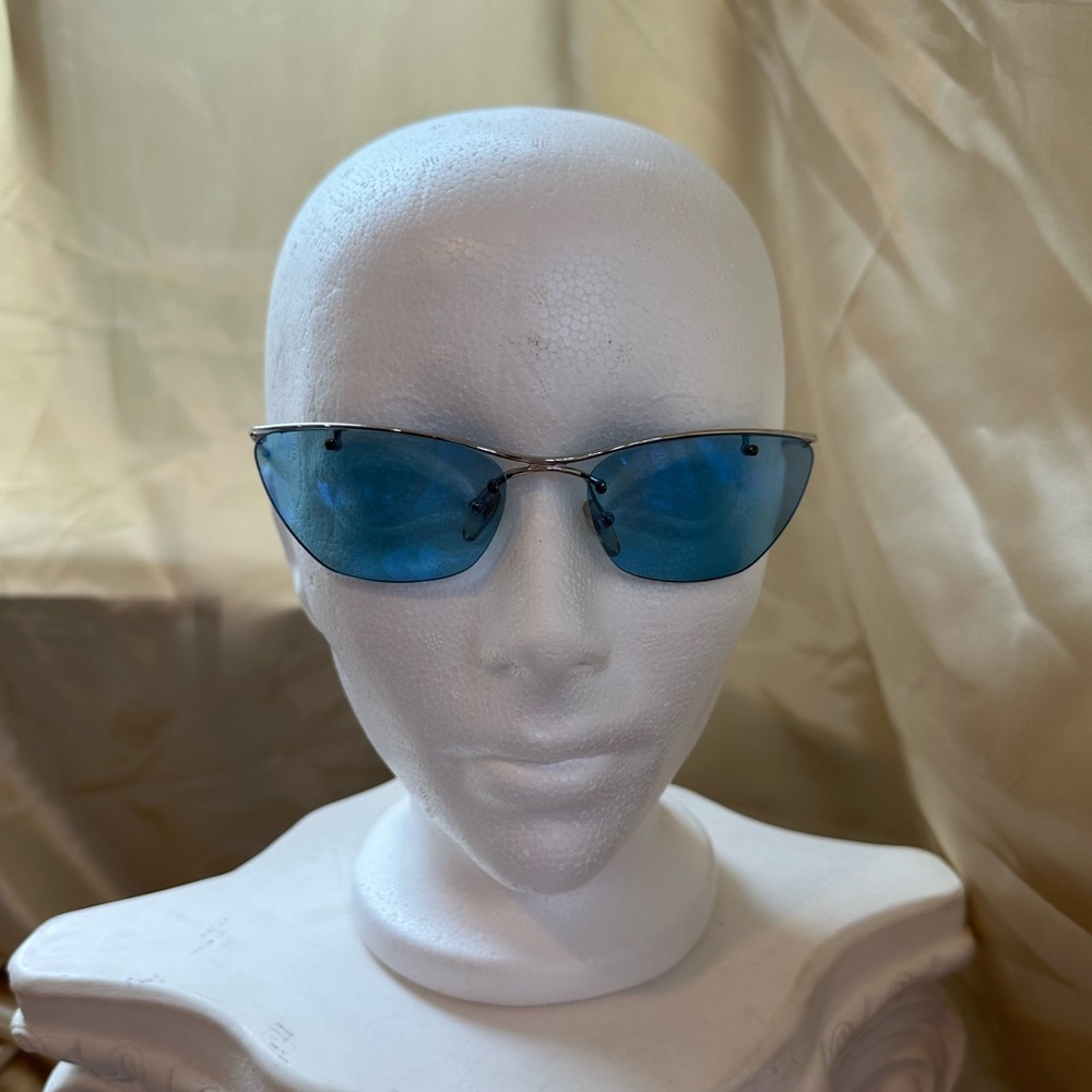 Christian Dior Flash RARE Vintage Y2K Rimless Sunglasses in Blue - Picture 7 of 14
